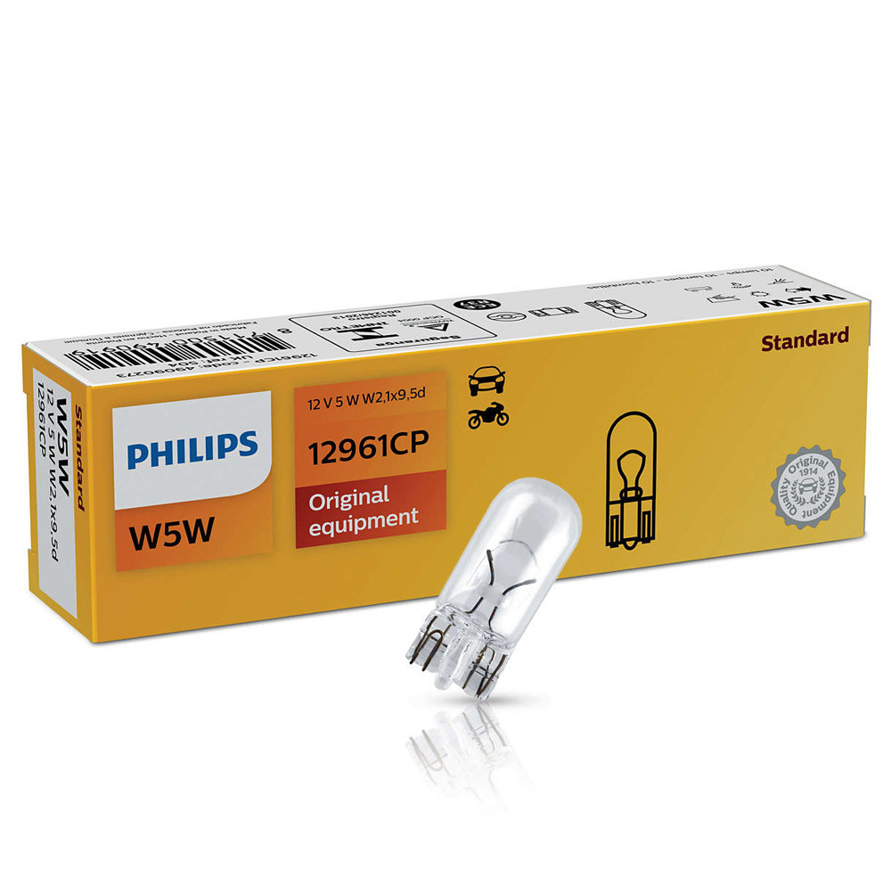 Покажнена лампа розжарювання PHILIPS 12961CP W5W 12 V 5 W W2,1X9,5d Харків - фото 2