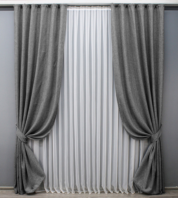 Комплект штор, колекція "Льон Мішковина" колір сірий 108ш Київ - фото 2