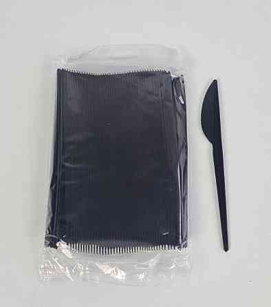 Ніж столовий одноразовий пластиковий 2,2 гр Чорний (100 шт.) (100 шт.) Харків