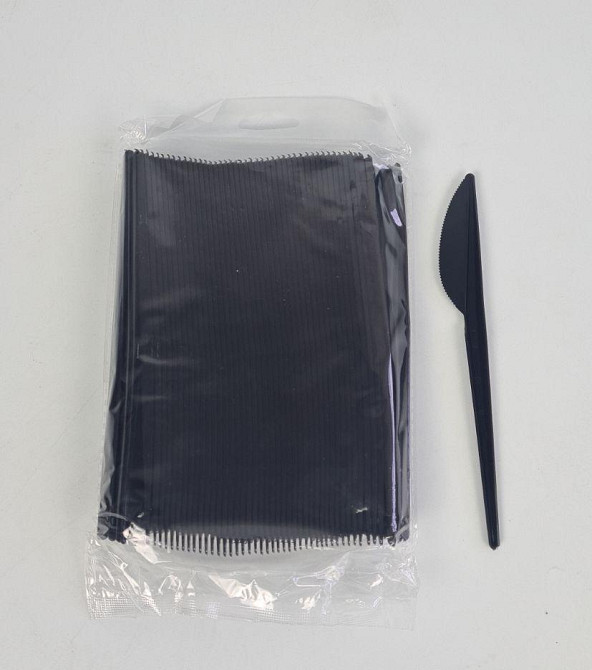 Ніж столовий одноразовий пластиковий 2,2 гр Чорний (100 шт.) (100 шт.) Харків - фото 1