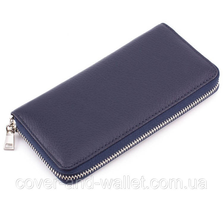 Кожаный кошелек на молнии синего цвета Marco Coverna MC-7002-5 Киев - изображение 2