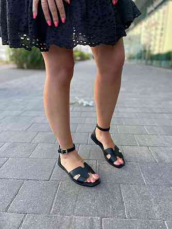 Mermaid Босоніжки жіночі чорні Mermaid 2405 літні з натуральної шкіри / Шкіряні босоніжки на ни Коломия