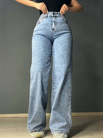 Джинси жіночі Meecaloo 6010 palazzo jeans comfort полегшені палаццо широкі блакитні, блакитний, З2,  Одеса - фото 1