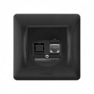 BINERA чорний графіт Розетка внутрішня 1-а CAT6 комп'ютерна Videx Житомир - изображение 1