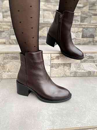 Injers Черевики жіночі INJERS коричневі натуральна шкіра висота каблука 6см висота черевика 10с Коломыя