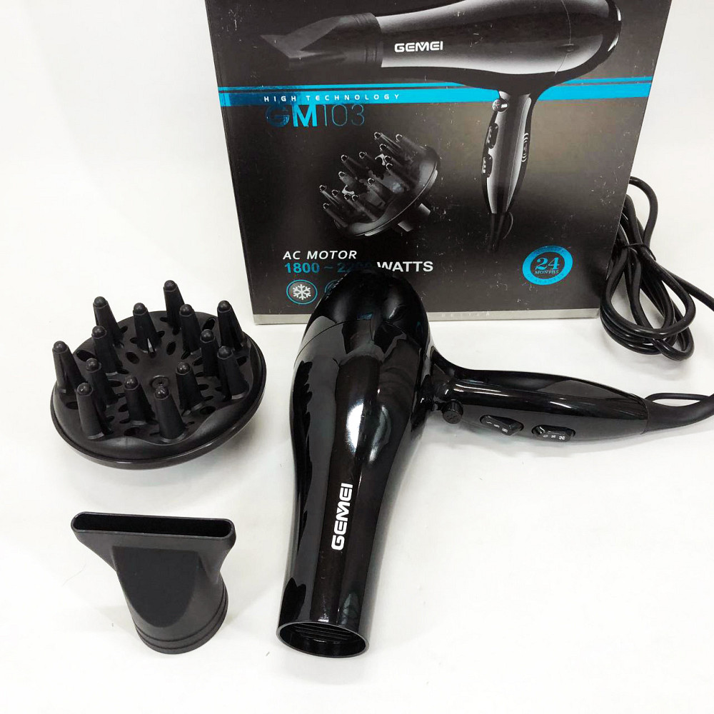 Потужний фен для волосся Gemei GM-103 2200 Вт, Електрофен з насадками, Фен без шкоди для волосся AC-53 Львів - фото 6