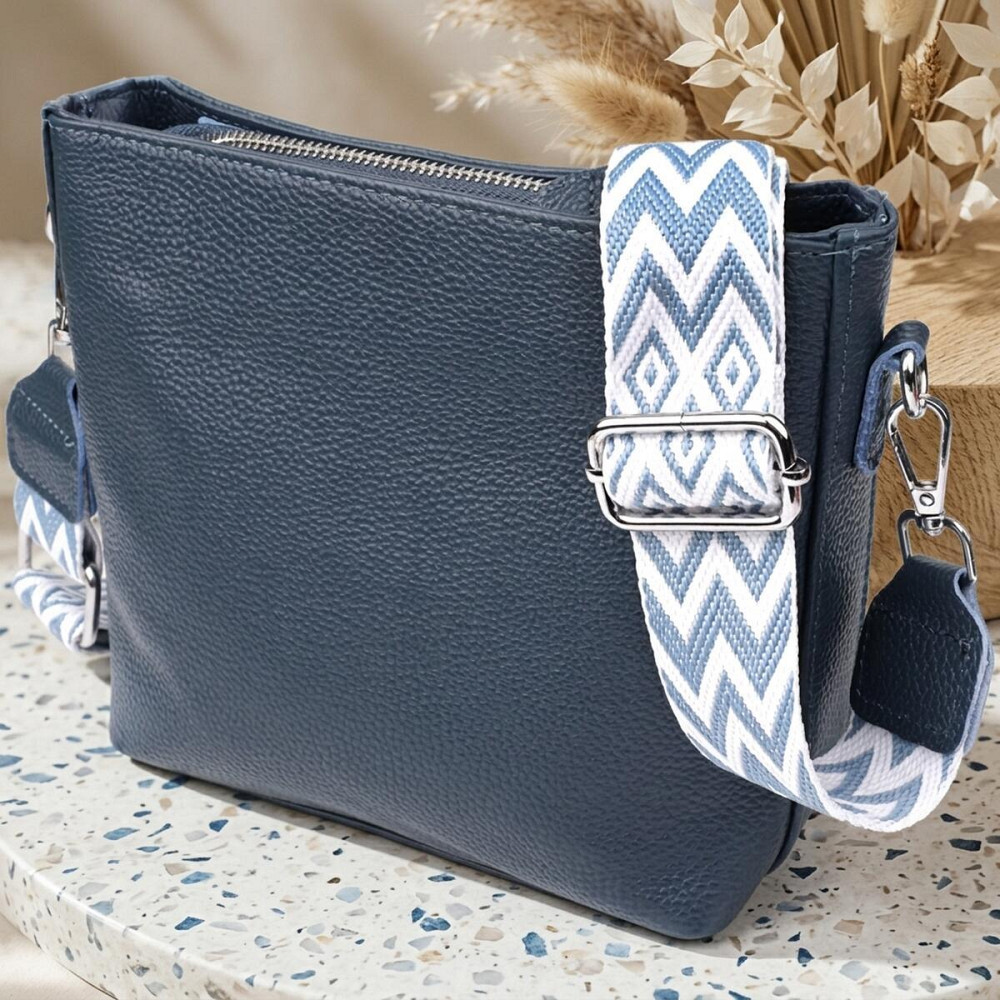 Повсякденна сумка жіноча на плече з натуральної шкіри Vintage 22911 Блакитний Київ - фото 11