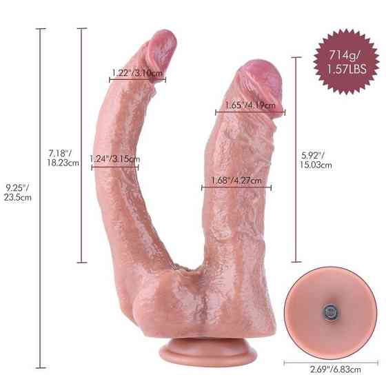Подвійний фалоімітатор для секс-машин Hismith Double Penetrator, 9.25″, KlicLok та присоска Sex Aura Київ