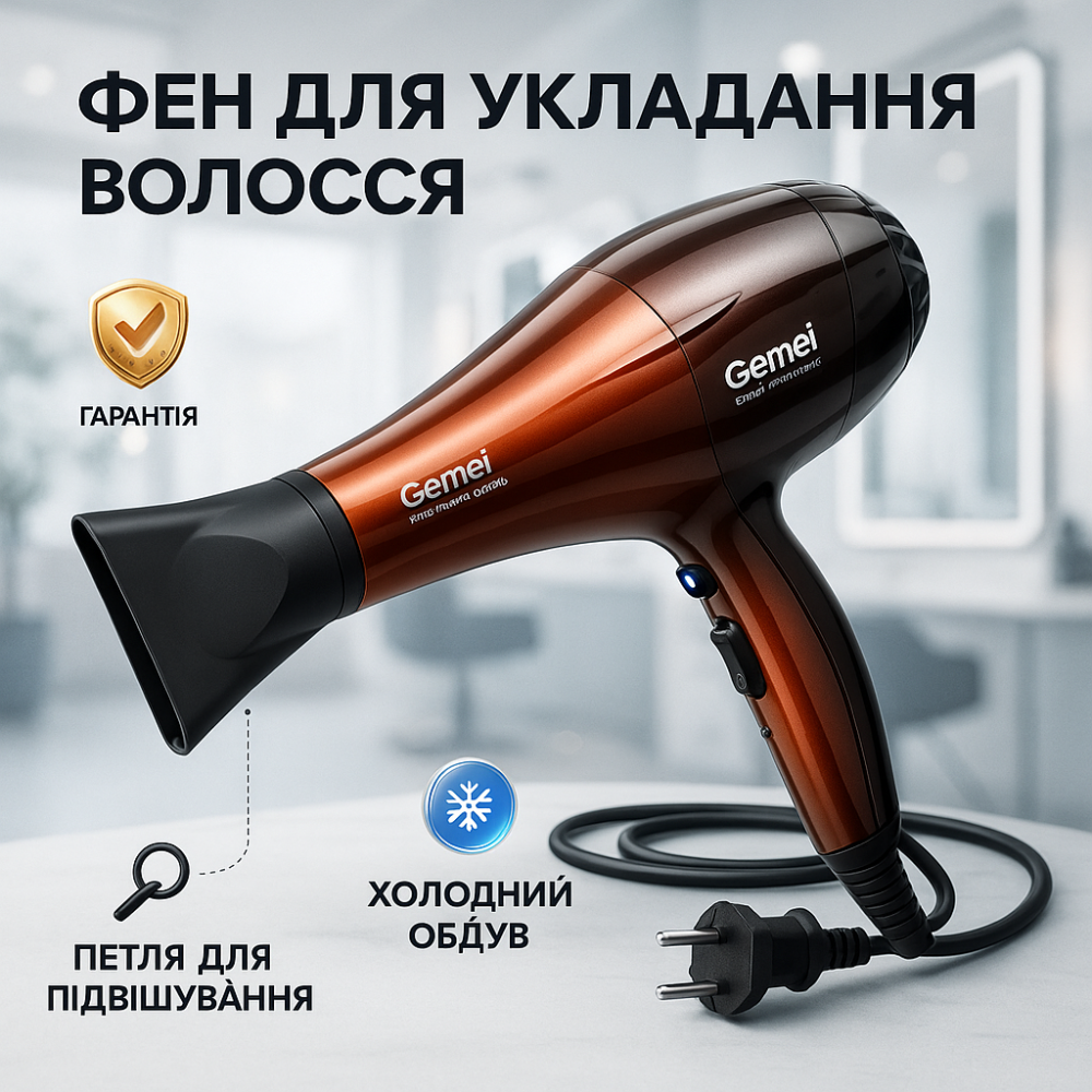Мощный фен для сушки и укладки волос, Фен профессиональный домашний для волос с режимами SD-65 Львов - изображение 2