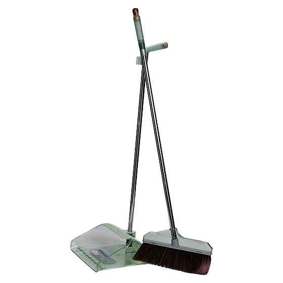 Веник та совок з довгою ручкою для прибирання, зелений Київ