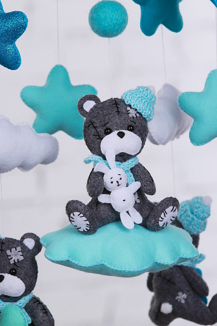 Дитячий музичний мобіль на ліжечко для немовлят WooolyWool «Ведмедики Тедді» з 35 мелодіями (М039) Київ - фото 2