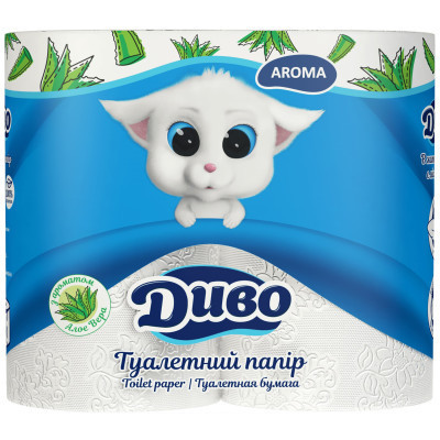 Туалетная бумага Диво Aroma Алоэ Вера 2 слоя белая 4 рулона (4820003836156) Винница - изображение 1