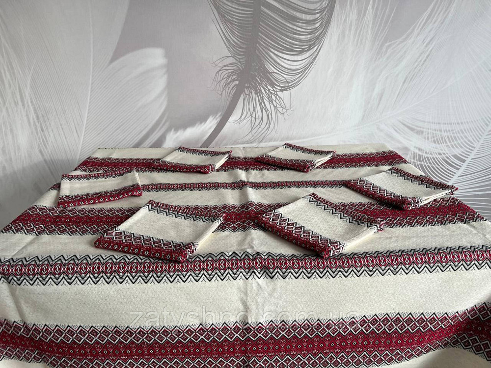 Ошатна вишита скатертина з серветками Київ - фото 2