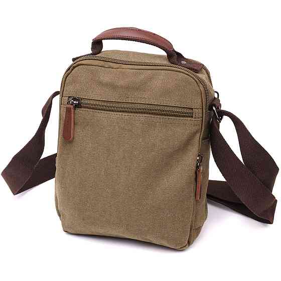 Сумка почтальонка на плечо из плотного текстиля Vintage 22228 Оливковый Киев