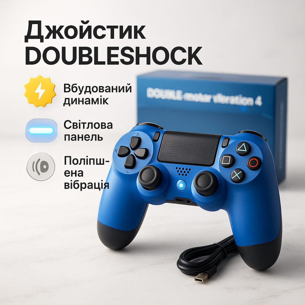 Джойстик DOUBLESHOCK для PS 4, бездротовий ігровий геймпад PS4/PC акумуляторний джойстик. Колір синій XE-60 Львів - фото 19