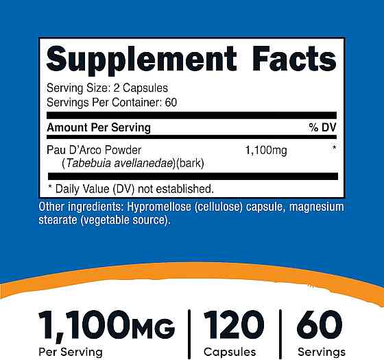 Кора дерева лапачо Nutricost Pau D'Arco, 120 Capsules (550 mg per Capsule) Луцк