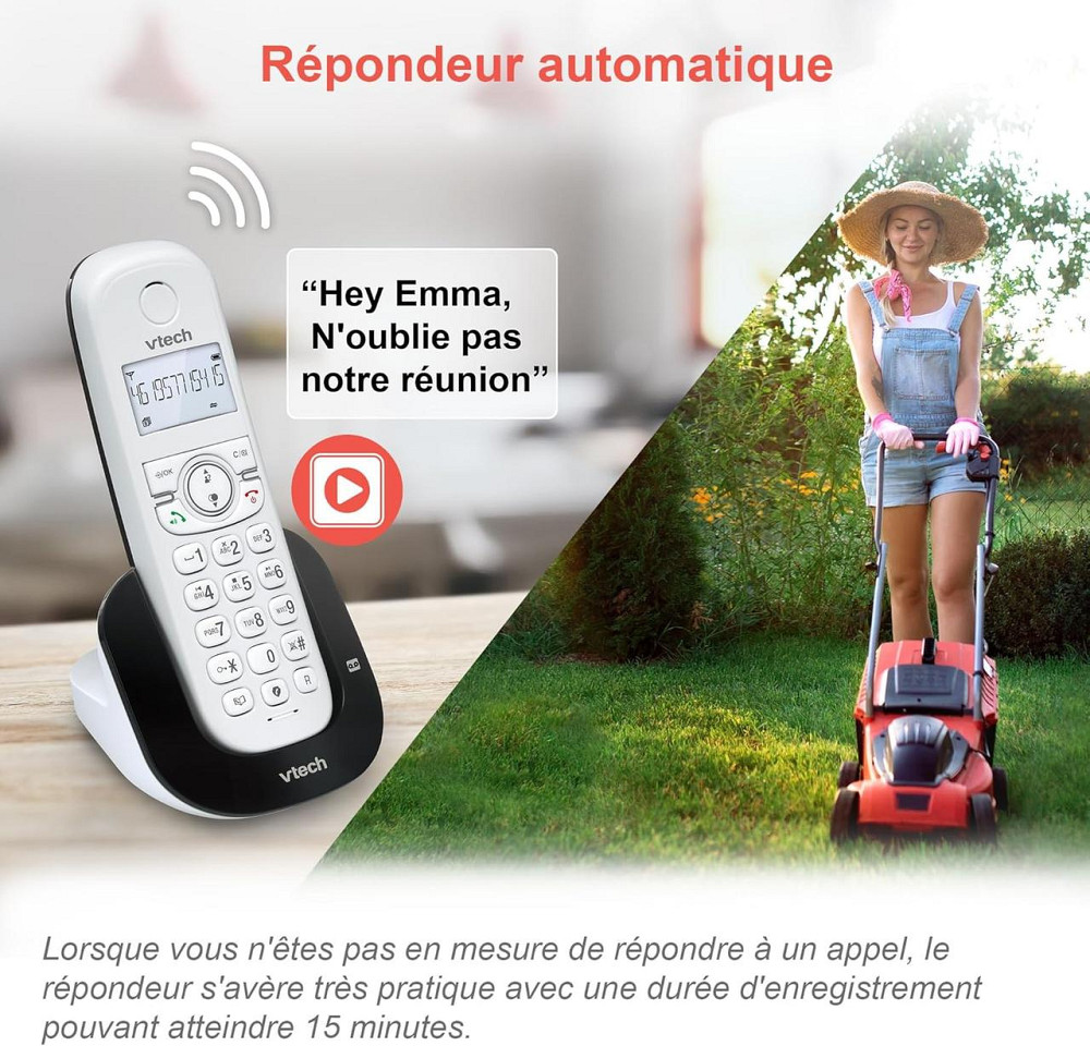 Телефон DECT VTech CS1551 білий 2 трубки з автовідповідачем 15 хв, блокування номерів, ID, гучний зв'язок, зарядка Київ - фото 7