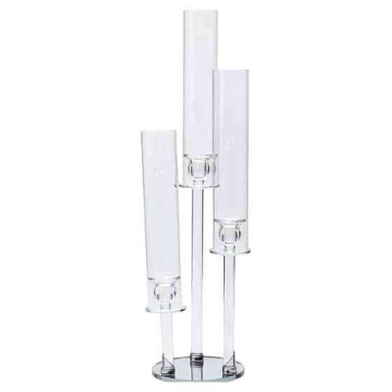 Yiwu Підсвічник скляний на високій ніжці 72.5 см підсвічник келих Ø16 см декоративний прозорий Киев