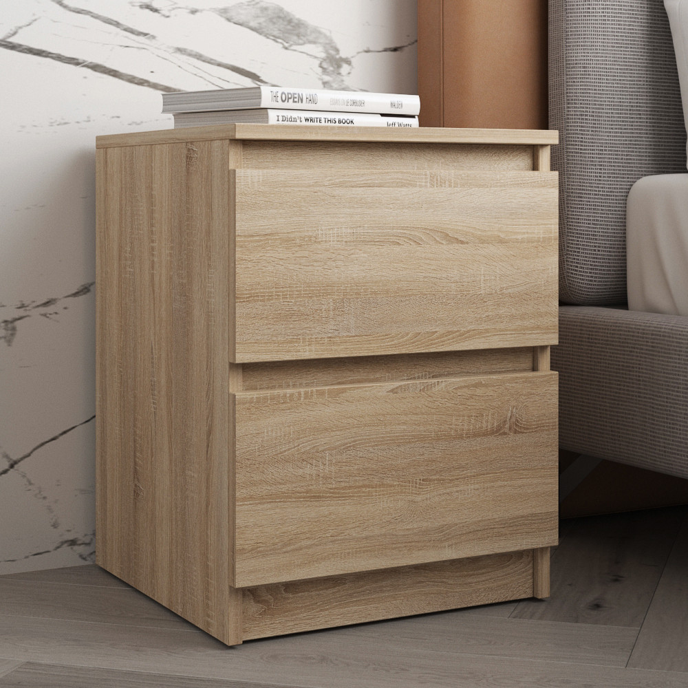 Прикроватная тумба VAYS R-5 Дуб Сонома, 2 ящика без ручек, ЛДСП 40×40×53 см – тумба в спальню Львов - изображение 1
