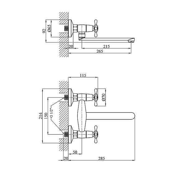 Змішувач для кухні настінний Kroner KRP Royce - C040 Київ