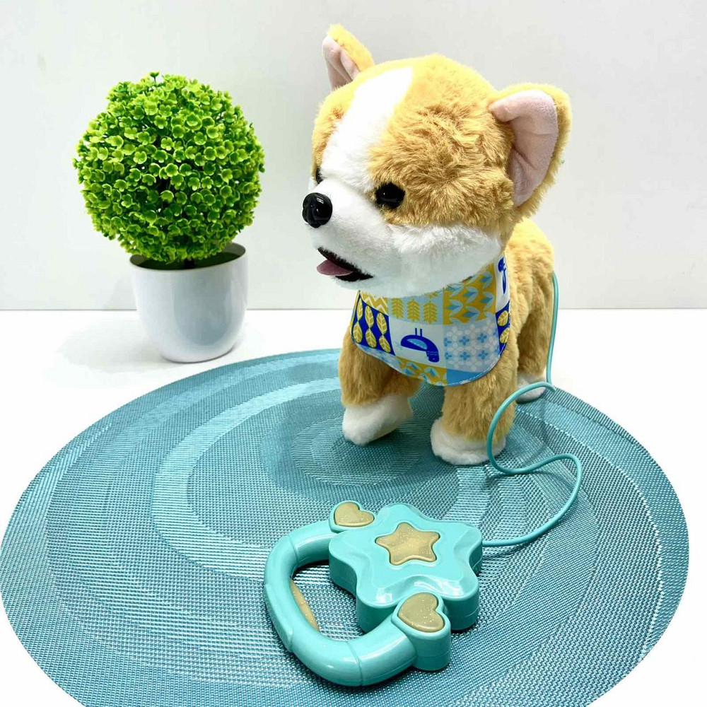 Собачка інтерактивна на повідку ходить махає хвостиком 22см Бежева (M 5841 I UA) Чернігів - фото 1