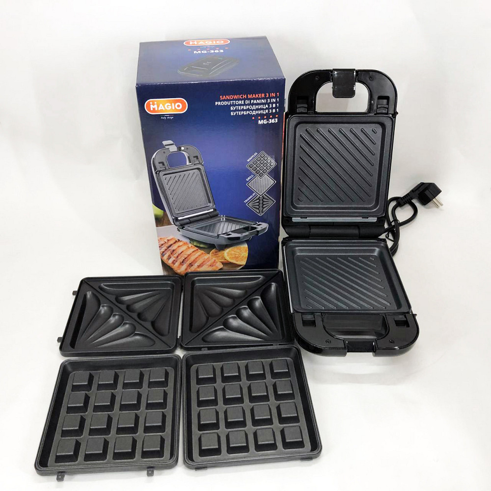 Двосторонній контактний гриль для дому Magio, Вафельниця мультимейкер зі змінними формами RV-71 Львів - фото 15