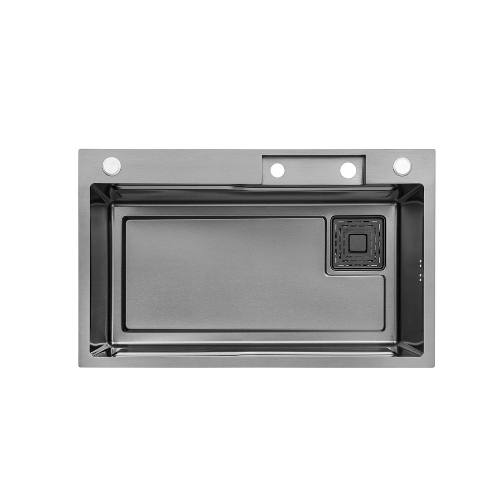 Кухонна мийка з нержавіючої сталі Kroner KRP Schwarze - SET 75х46HM PVD із змішувачем (3/0.7 мм) чорна Київ - фото 3