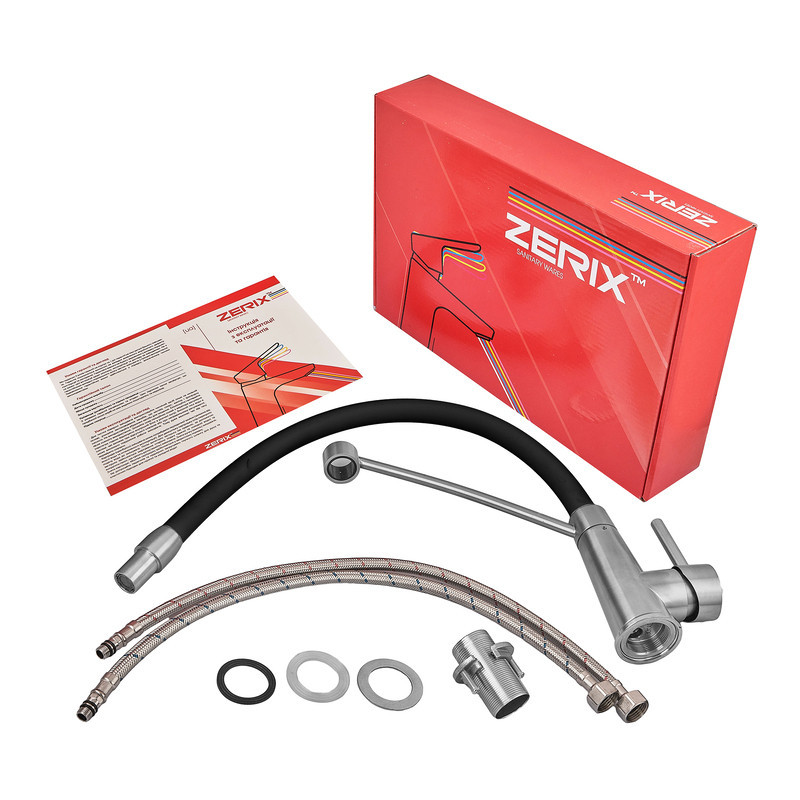 Кухонный смеситель Zerix FUL-017 Refl.Black с силиконовым изливом из нержавеющей стали SUS304 (черный излив) ZX5992 Харьков - изображение 4