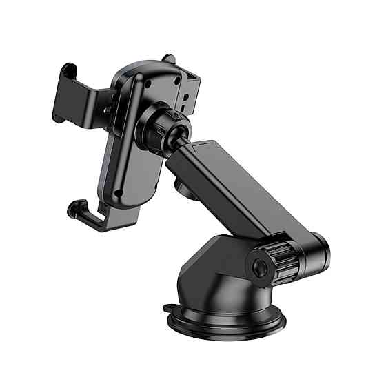 Тримач для мобільного HOCO CA104 vertical and horizontal telescopic gravity vehicle holder Black Metal Gray Київ
