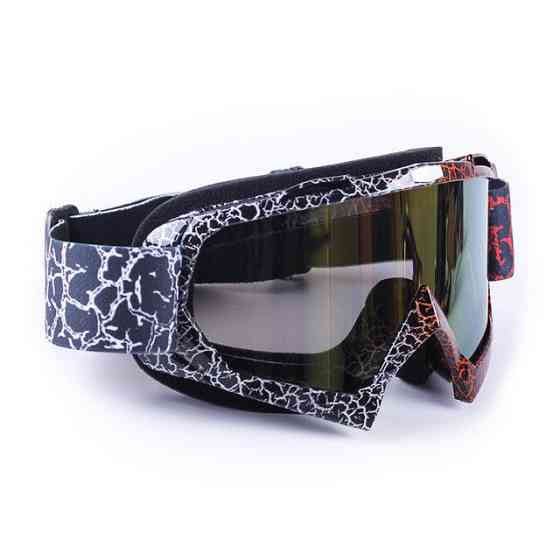 Мотоочки (стекло хамелеон) без носа V04 акрил затемненное тактические черные, оправа с принтом Мукачево