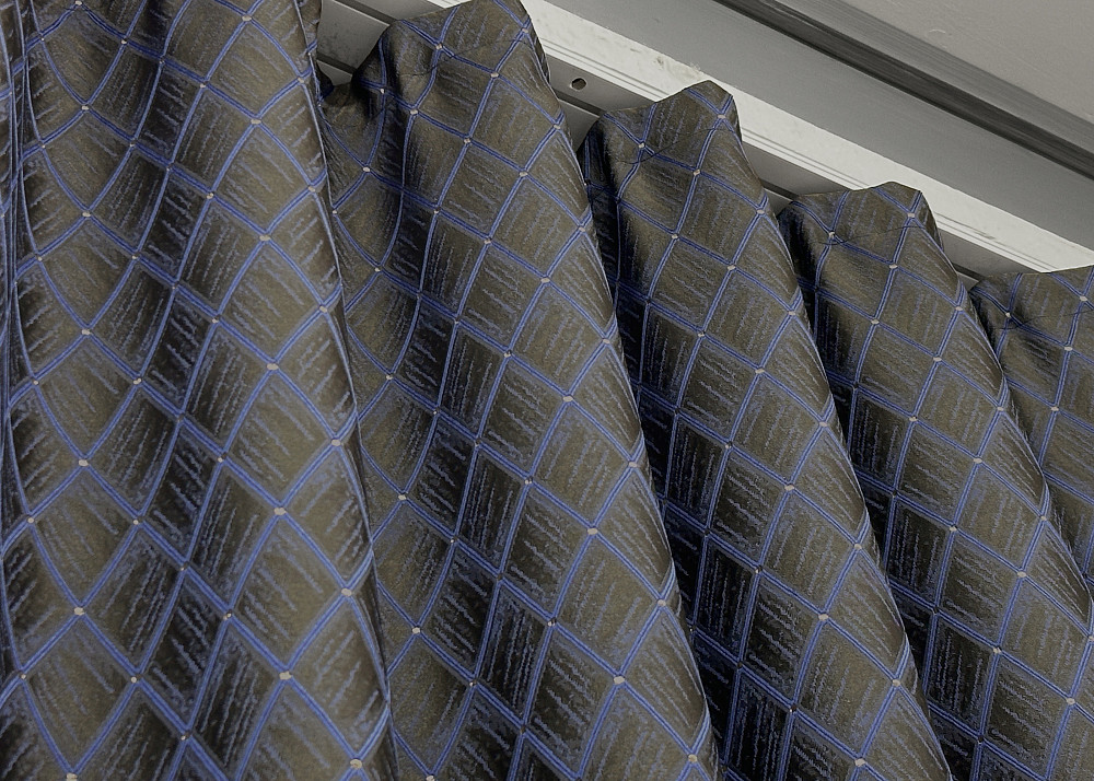 Шторна тканина жакард, колекція "RUBI" колір графітовий з синім 1756ш Київ - фото 5