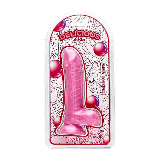 Фалоімітатор з ароматом жуйки - Toyz4lovers Delicious Dildo Bubble Gum, 18 см Sex Aura Київ
