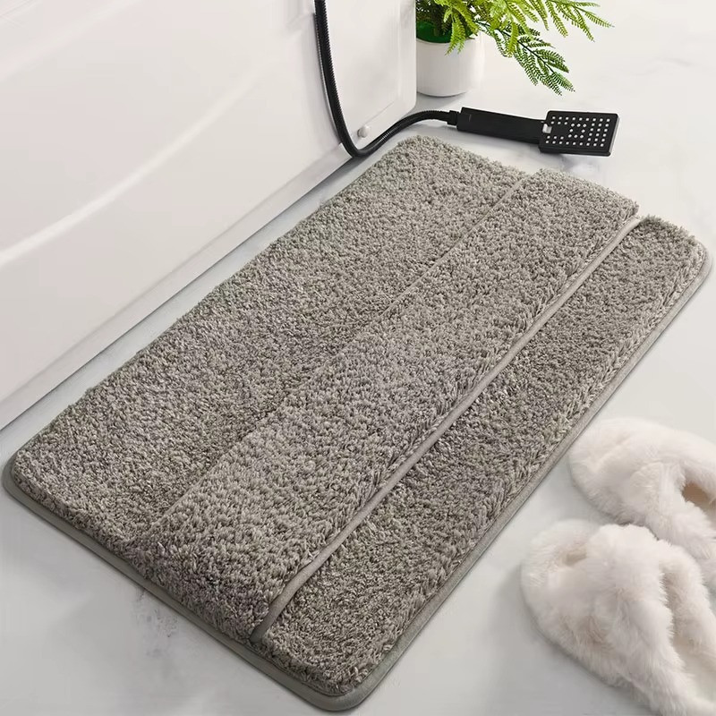 Коврик для ванной и душа коврик с накладкой для ног в ванную комнату,флисовый,атискользящий 50х80 см,серый Каменец-Подольский - изображение 2