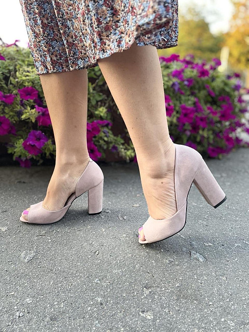 Туфлі жіночі SEE SEVEN пудра натуральна замша каблук 10 см (3535) Коломия - фото 3