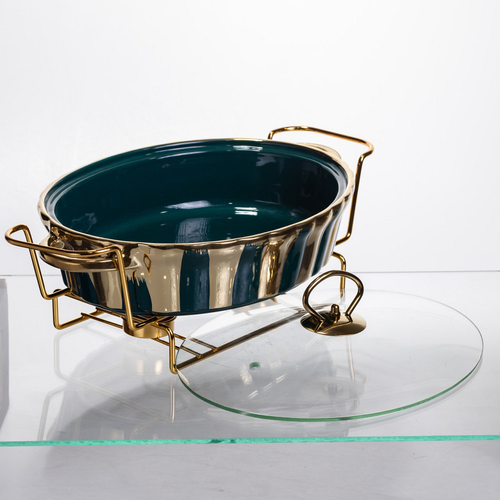 Марміт порцеляновий настільний овальний 1,5 літра мармітниця з підігрівом JY-6 Коломия - фото 3