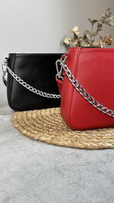 Женская кожаная сумочка, Стильная сумка из натуральной кожи, Маленькая красная сумка на плечеMasterSem Киев - изображение 7