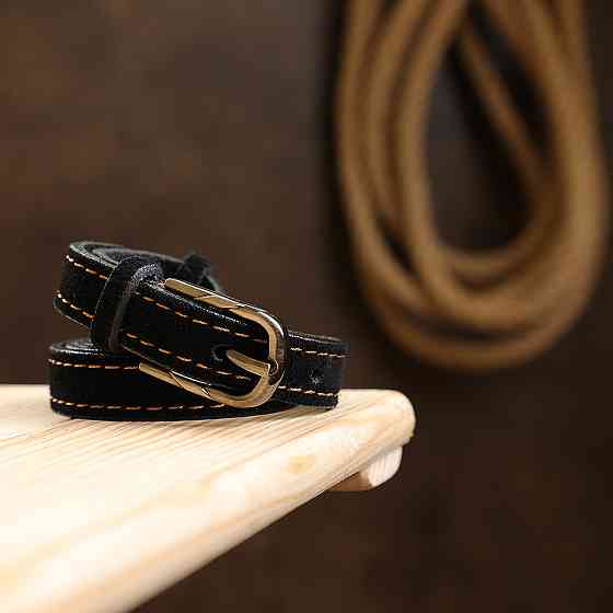 Замшевий оригінальний жіночий ремінь Чорний (Vintage) Київ