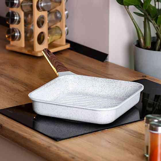 MGC Сковорода-гриль алюмінієва, квадратна, 2,5 л, з антипригарним покриттям, 24 см MGC White HP Киев