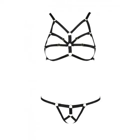 Комплект білизни зі стреп Passion Exclusive ARMANDA SET L/XL, black Львів