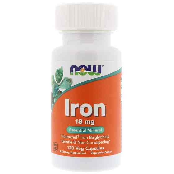 Железо, Iron, NOW Foods, 18 мг, 120 вегетарианских капсул Луцк