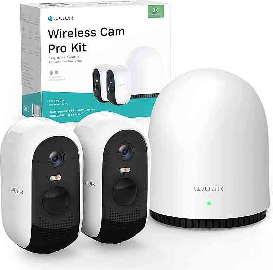 Беспроводная камера видеонаблюдения WUUK 2K WiFi с базовой станцией, цветное ночное видение, 32GB локальной памяти, IP67 Киев