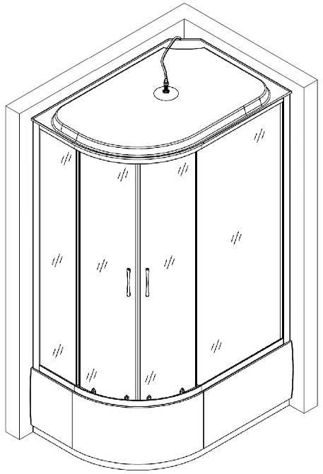 Душовий бокс асиметричний правий OBRA H120GBSR (H120BR) BRAVO (3уп.) Тернопіль - фото 6