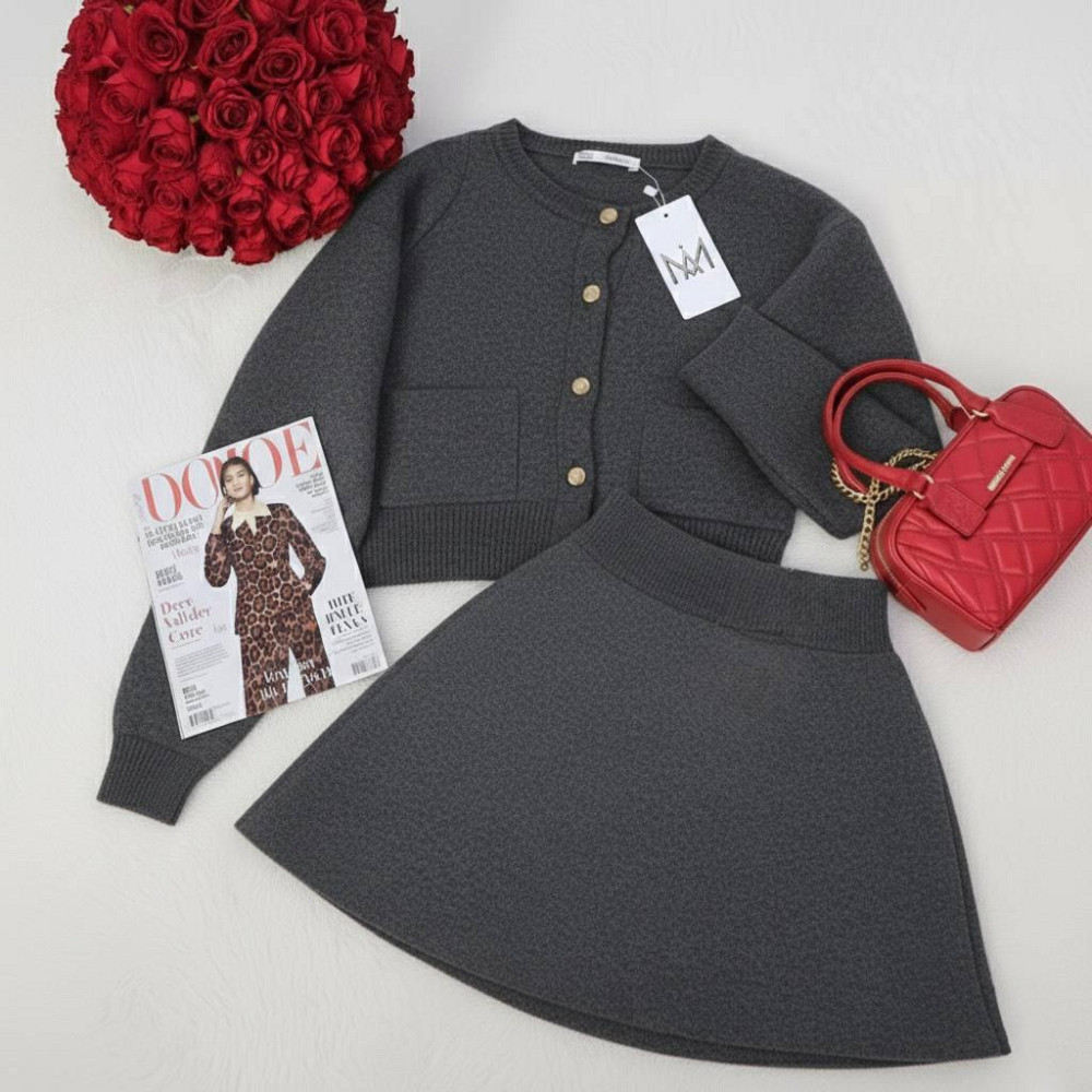 Женский стильный элегантный костюм двойка из ангоры Графит, 46/48 Одесса - изображение 1