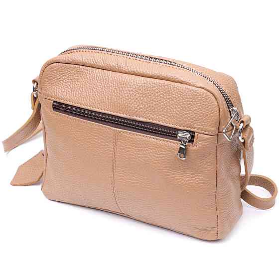 Стильна сумка жіноча крос-боді з натуральної шкіри Бежева (GRANDE PELLE) Київ