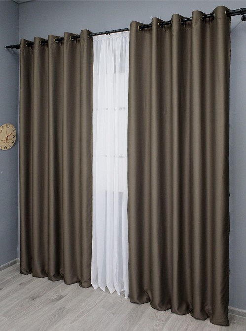 Комплект штор на люверсах VR-Textil Midnight № 1673ш 150х270 см 2 шт Какао (37-0221) Киев - изображение 4