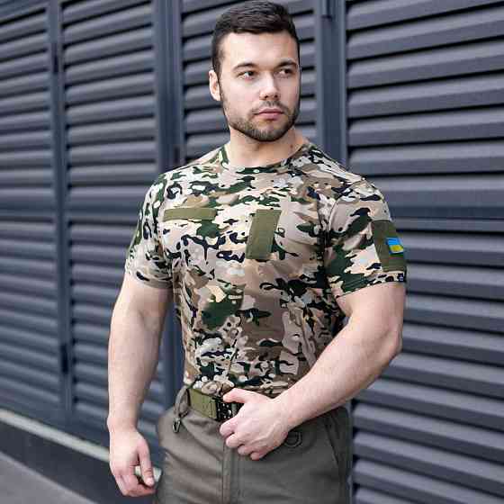 Футболка чоловіча однотонна Мультикам Pobedov Peremoga Військова Київ