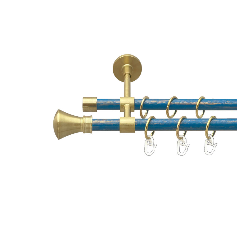 Карниз Orvit Люксор металевий дворядний закритий гладка труба кільце металеве Золото Матове - Блакить 16\16 мм 160 см Львів - фото 1