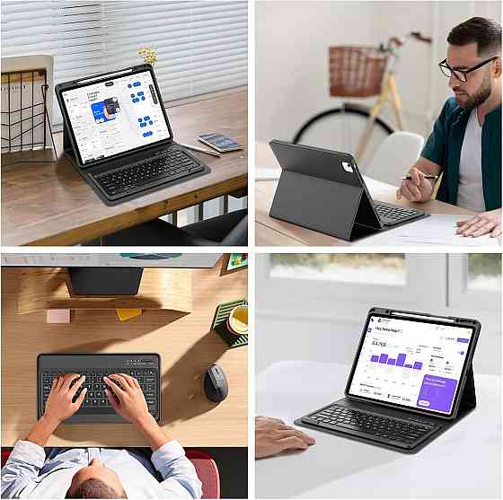 Клавіатура-кейс IVEOPPE для iPad Air 13'' (M2/M3) і iPad Pro 12.9'' 2018–2022, знімна Bluetooth підсвітка UK USB‑C чорна Київ