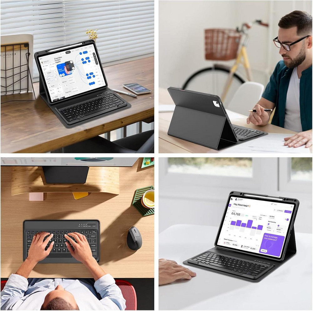 Клавіатура-кейс IVEOPPE для iPad Air 13'' (M2/M3) і iPad Pro 12.9'' 2018–2022, знімна Bluetooth підсвітка UK USB‑C чорна Київ - фото 6