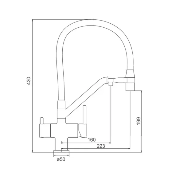 Змішувач для кухні з підключенням до фільтру GAPPO G4398-80 та гнучким виливом, хром/чорний Київ
